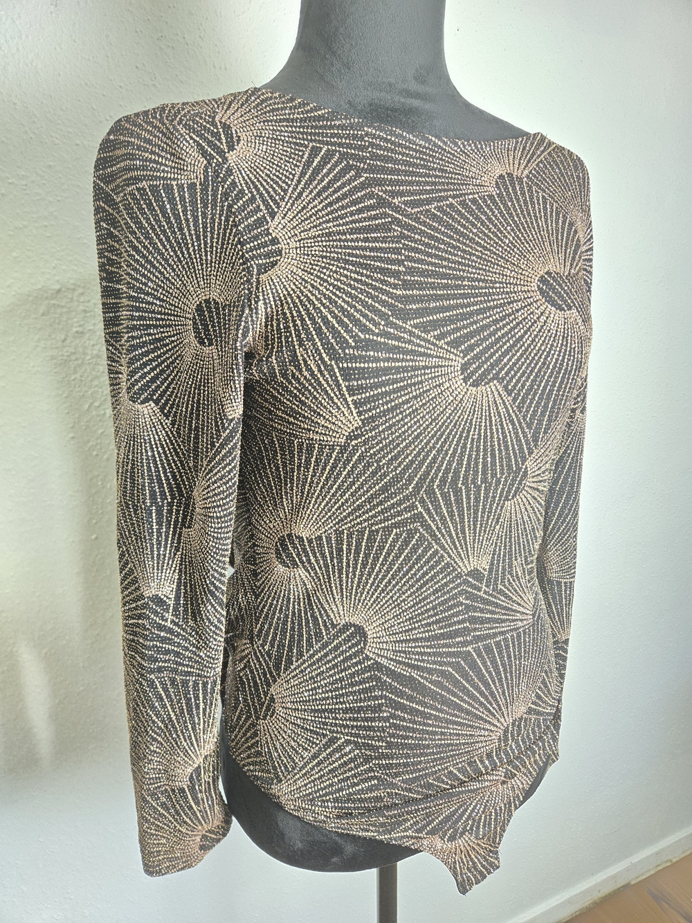 Black Gold Glitter Bodysuit With Scoop Back Medium